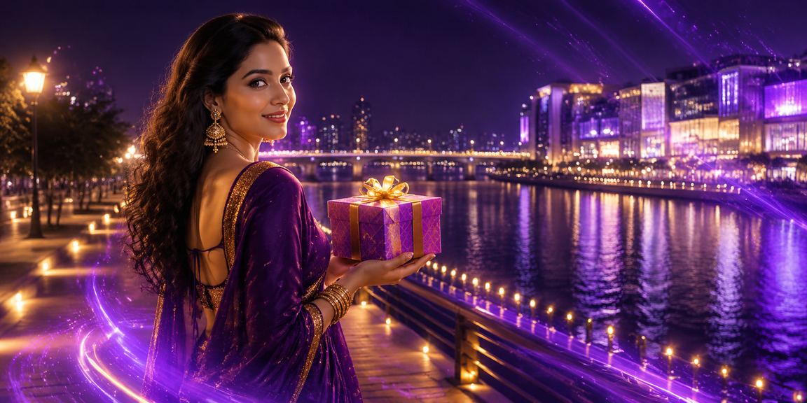 Evening lights over Ahmedabad riverfront, showcasing urban nightlife and mobile betting