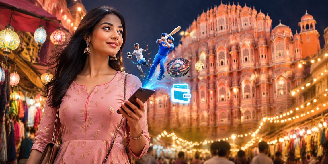Jaipur Hawa Mahal landmark with sports betting theme